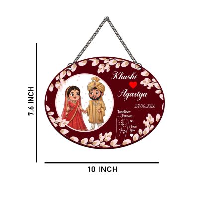 Gift Me Bazar Personalized Couple Wedding Wall Hanging Decoration Wall Art Decor Indoor Wall Hanging Decoration Gift for Friends Wedding